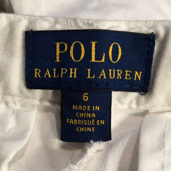 POLO Ralph Lauren Boys White Shorts 6 with navy blue polo embroidered - Picture 2 of 5